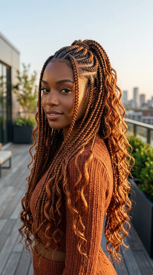 Waist-Length Carrot Cornrows