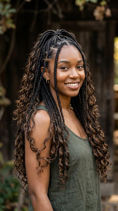 Waist-Length Knotless Braids for Beach Vacations