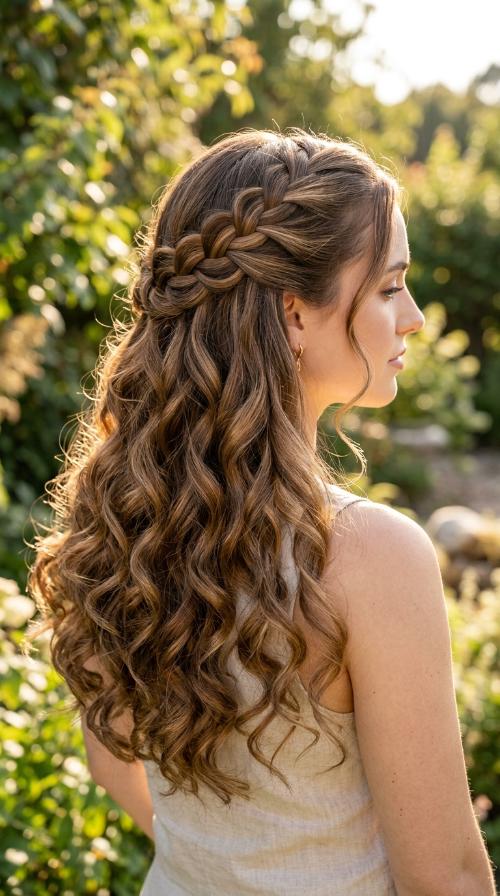 Waterfall Braid with Loose Curls