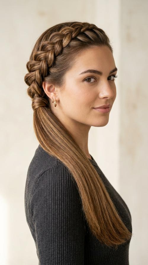 Wraparound Braid with Straight Tail