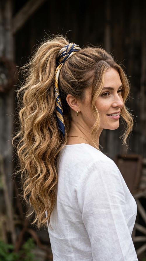 Wrapped Scarf Ponytail