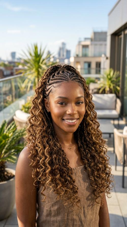 Zig-Zag Parted Cornrows
