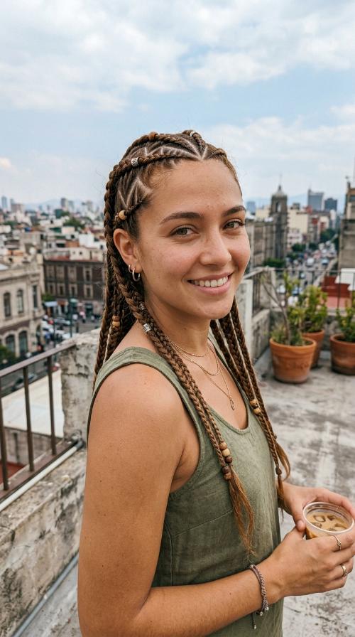 Zig-Zag Parted Tribal Braids