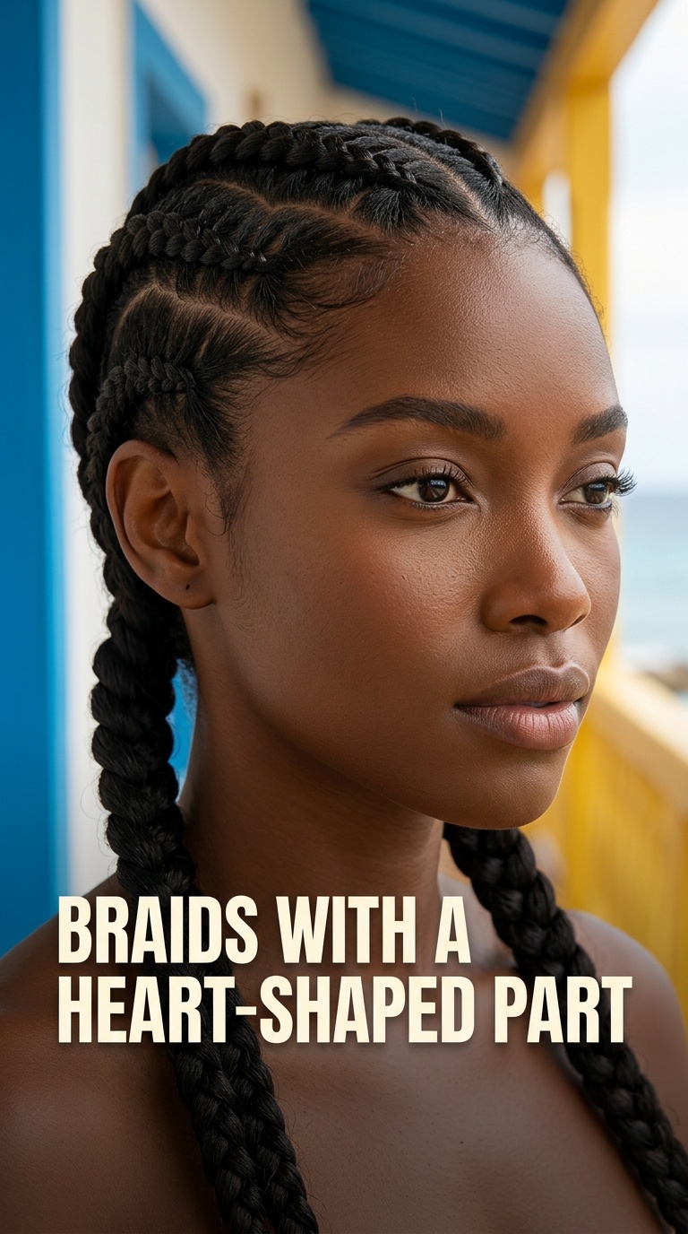 2 Braids with a Heart-Shaped Part