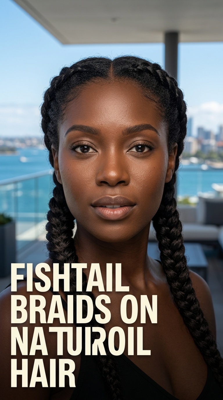 2 Fishtail Braids on Natural Hair