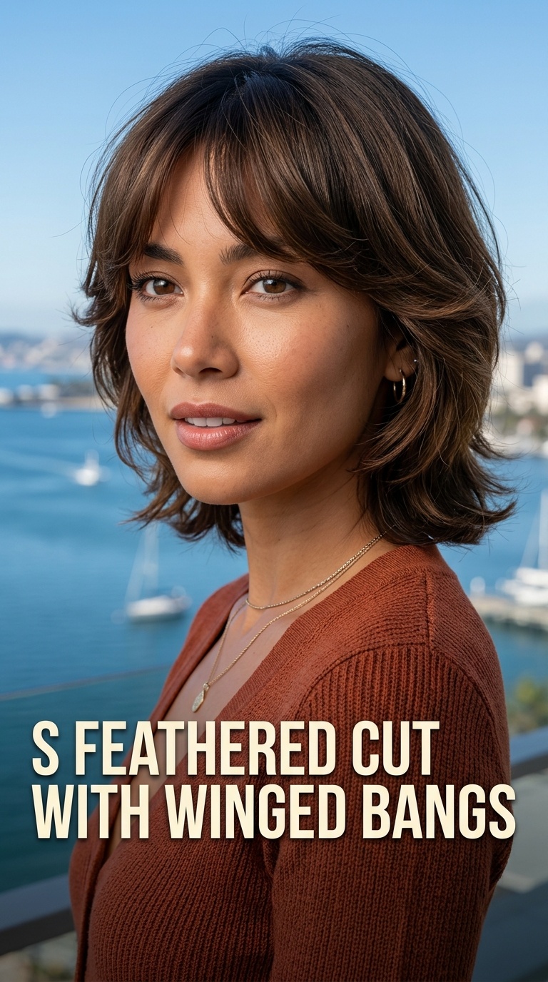 70s Feathered Cut with Winged Bangs