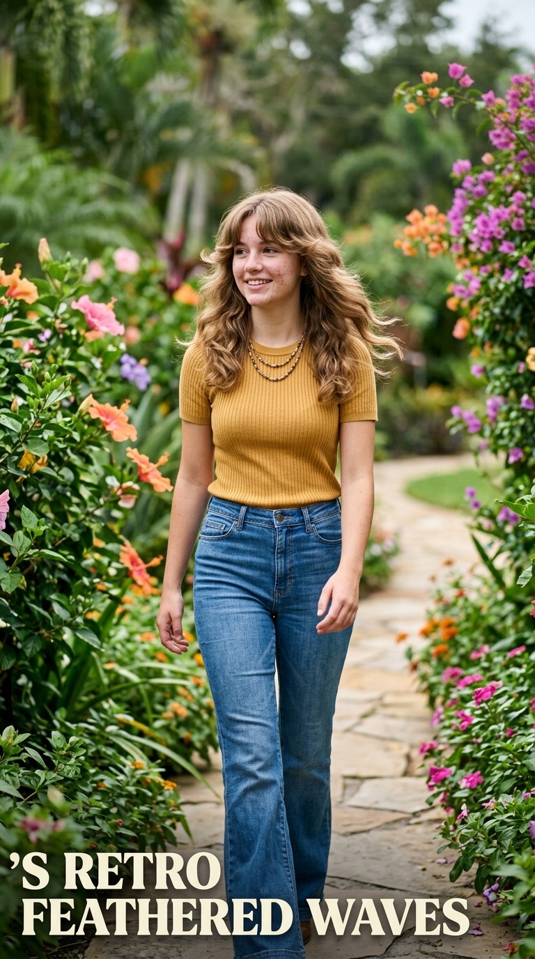 70s Retro Feathered Waves