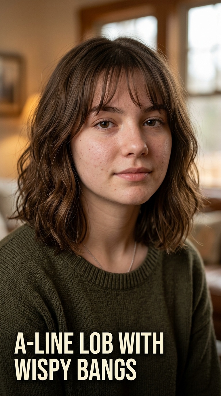 A-Line Lob with Wispy Bangs