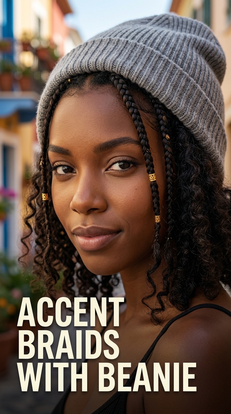 Accent Braids with Beanie