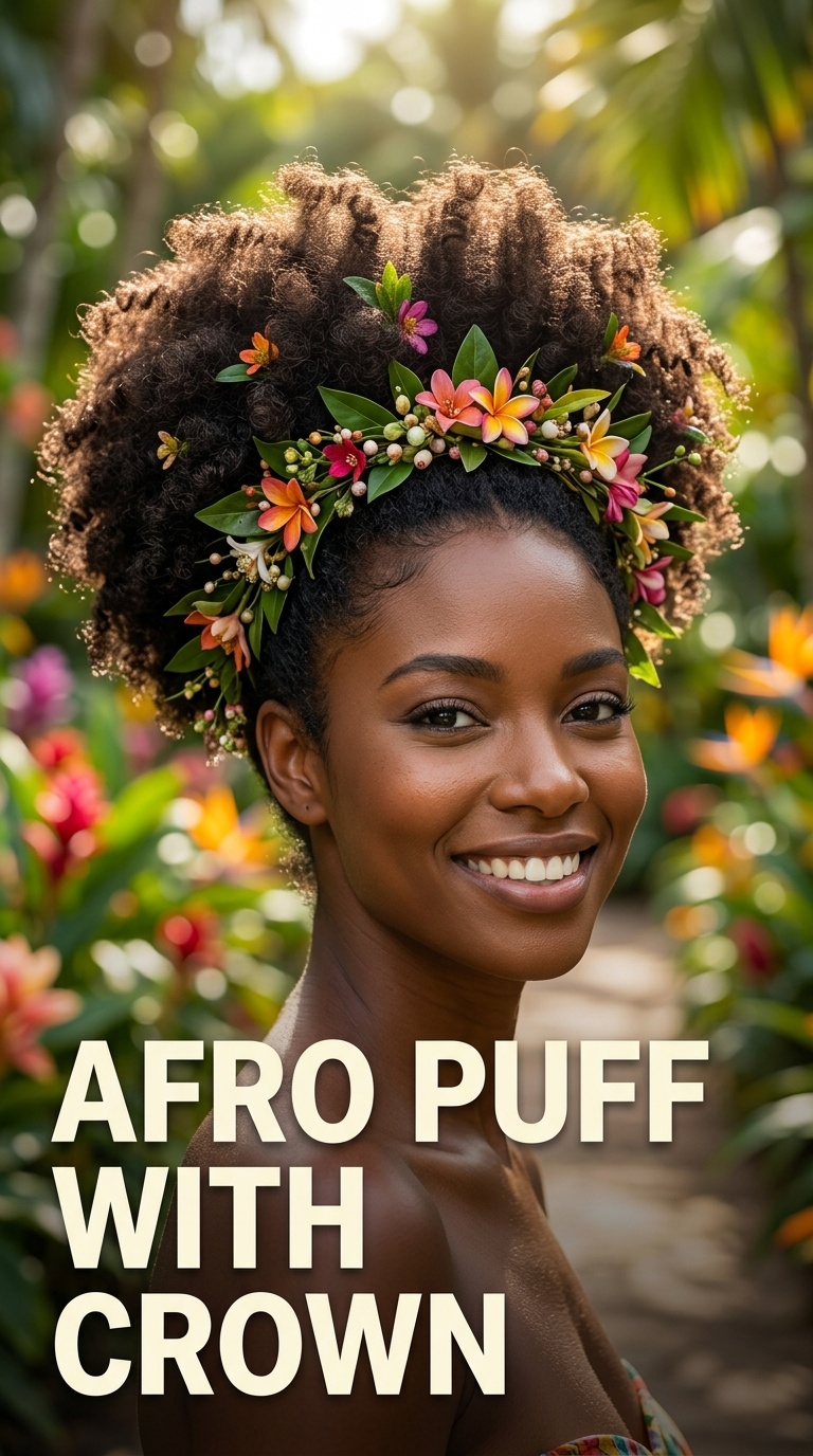 Afro Puff with Crown
