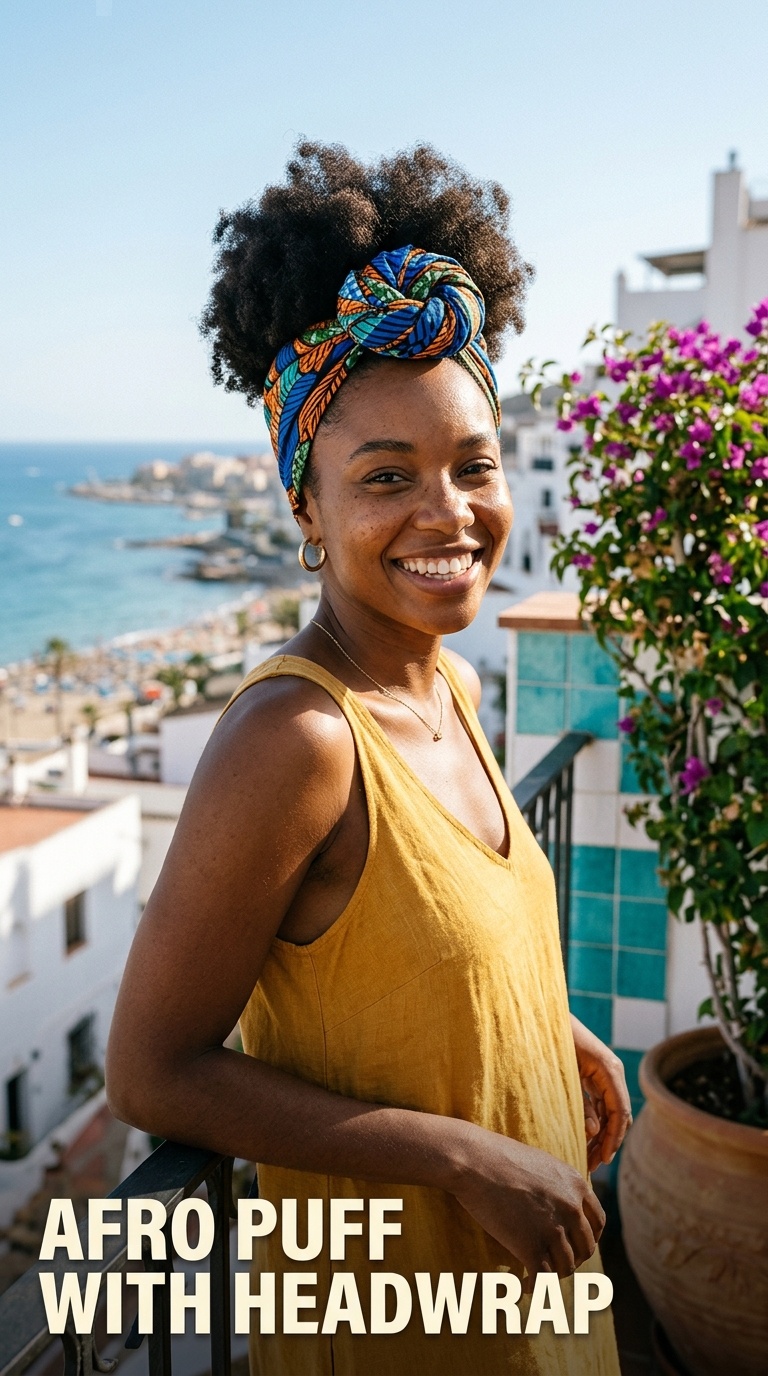Afro Puff with Headwrap