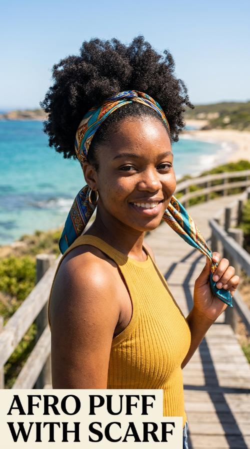 Afro Puff with Scarf