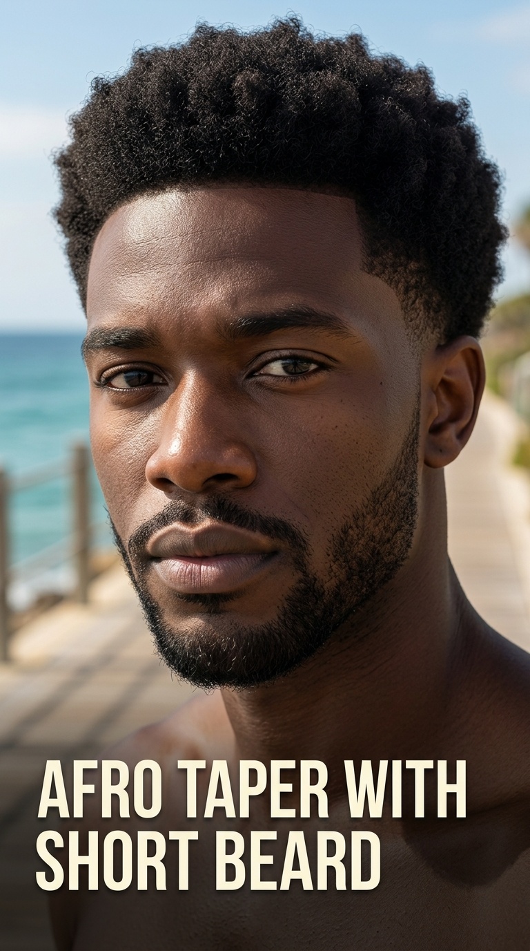 Afro Taper with Short Beard