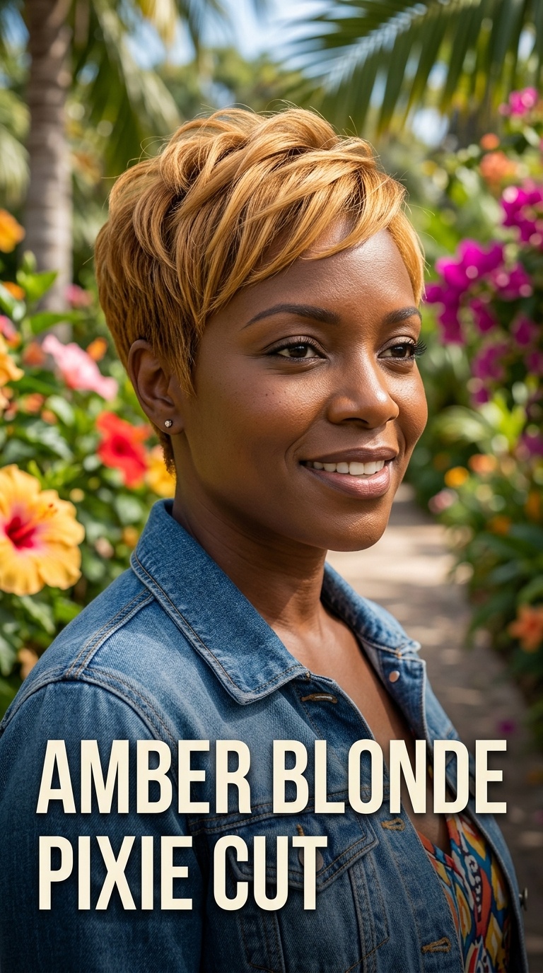 Amber Blonde Pixie Cut
