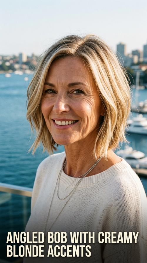 Angled Bob with Creamy Blonde Accents