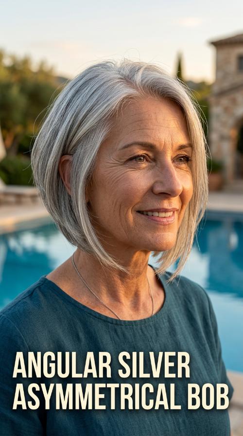 Angular Silver Asymmetrical Bob