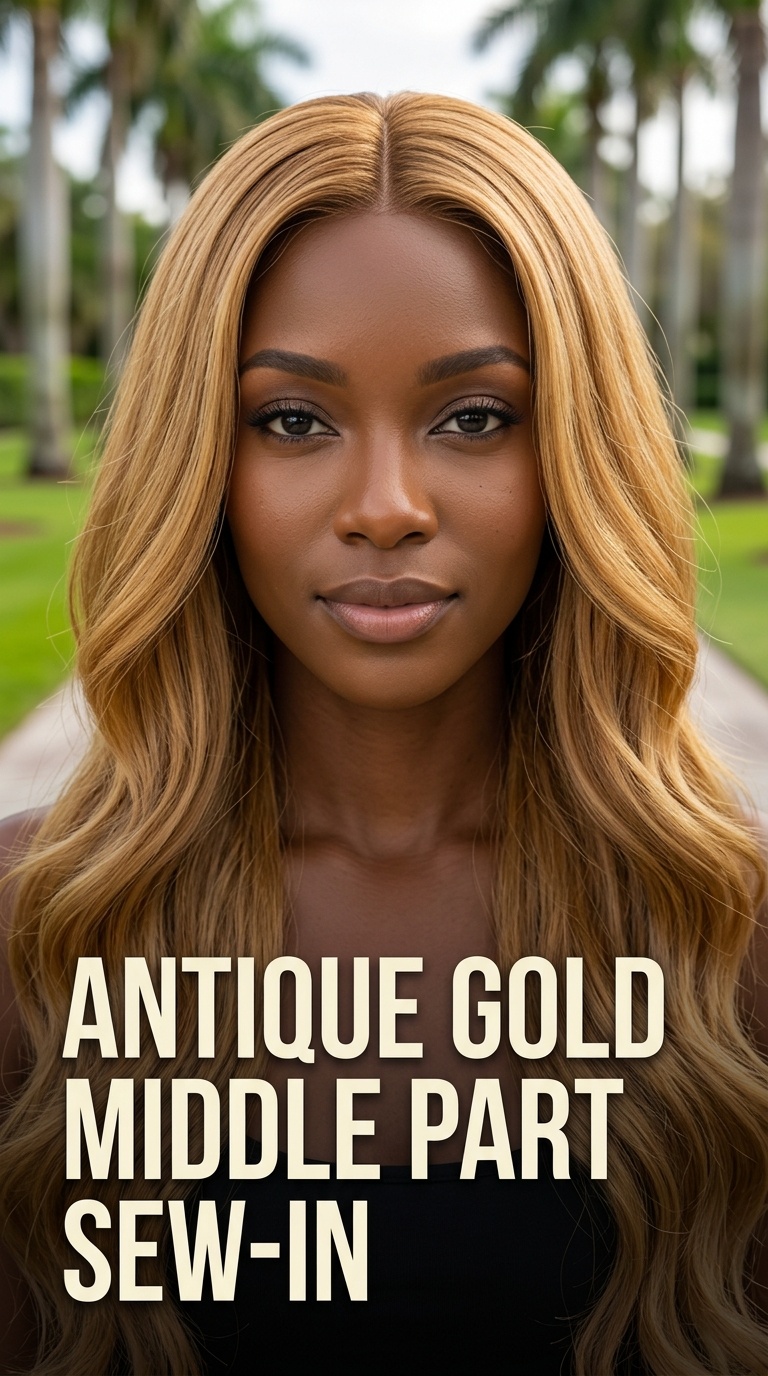 Antique Gold Middle Part Sew-In