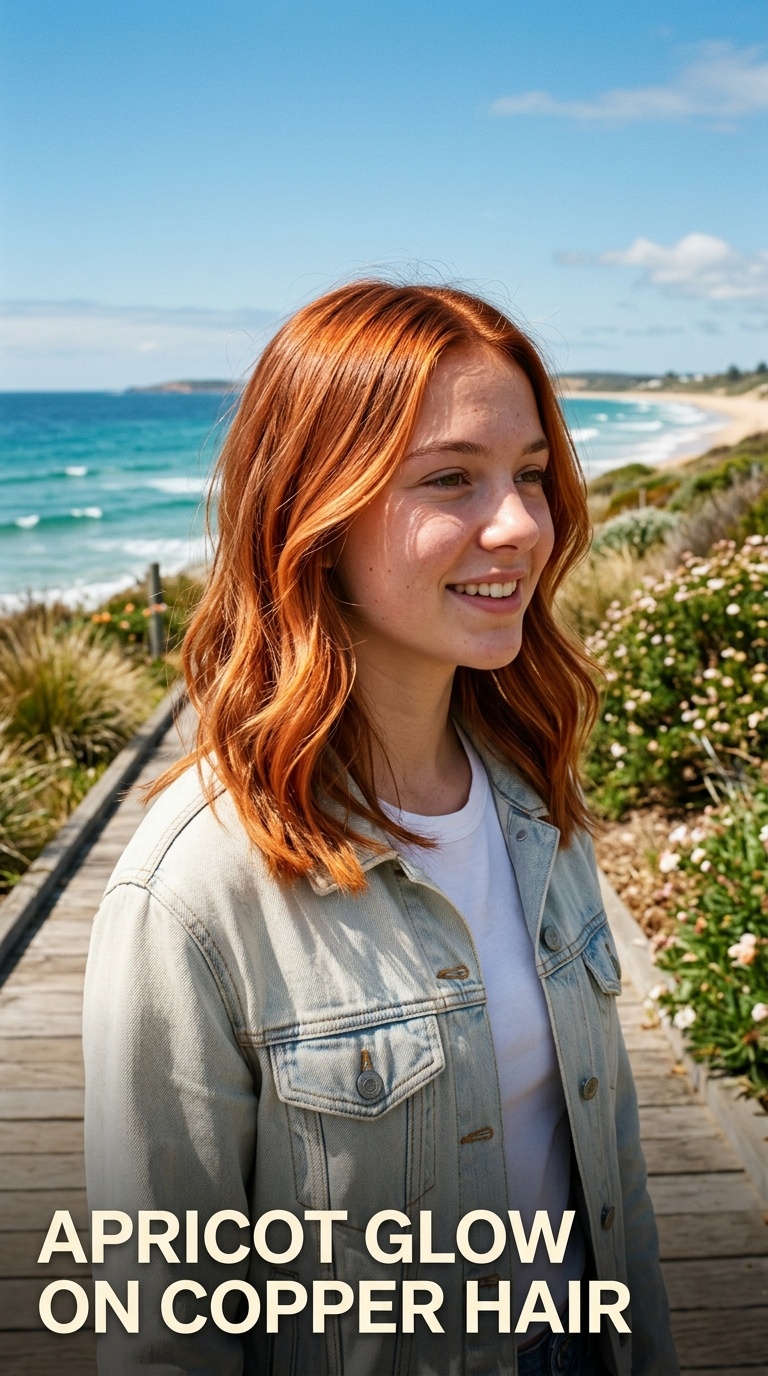 Apricot Glow on Copper Hair