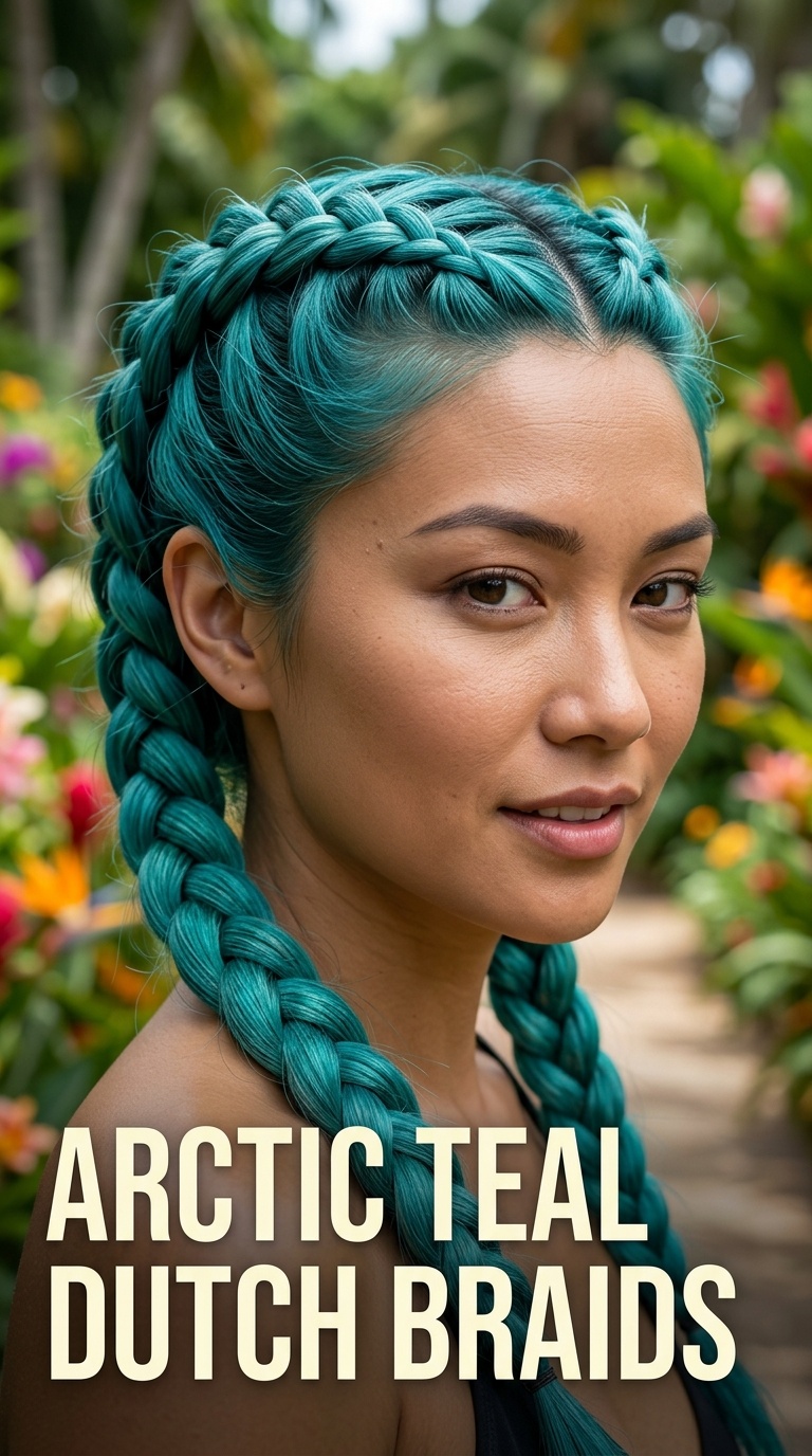 Arctic Teal Dutch Braids