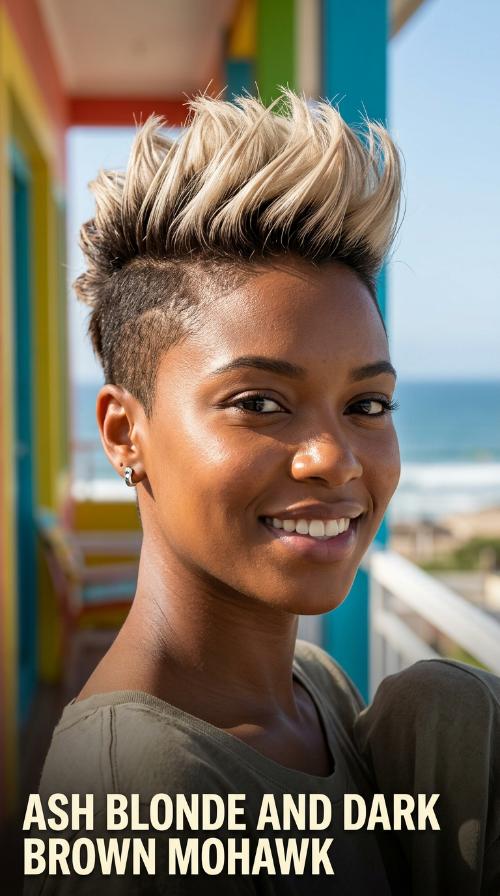 Ash Blonde and Dark Brown Mohawk