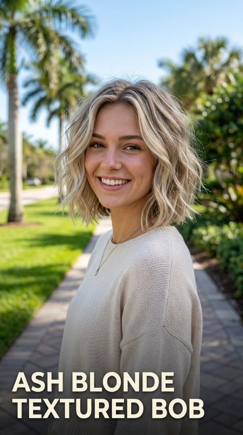 Ash Blonde Textured Bob