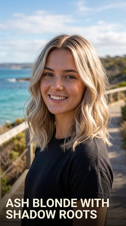 Ash Blonde with Shadow Roots