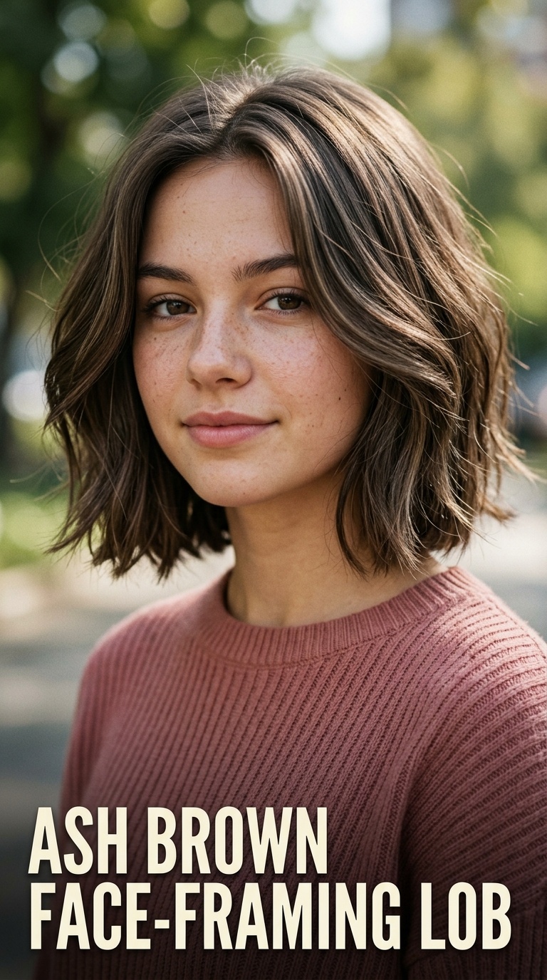 Ash Brown Face-Framing Lob