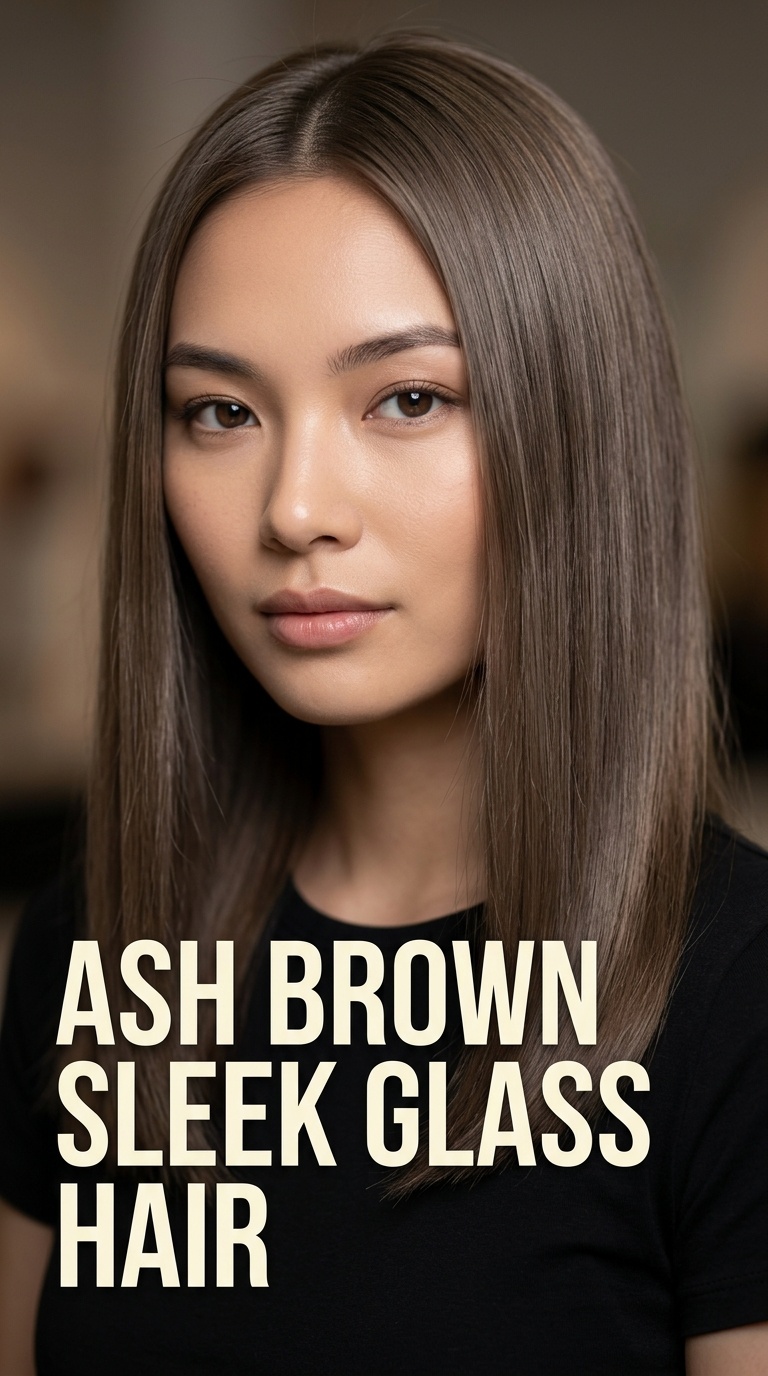 Ash Brown Sleek Glass Hair