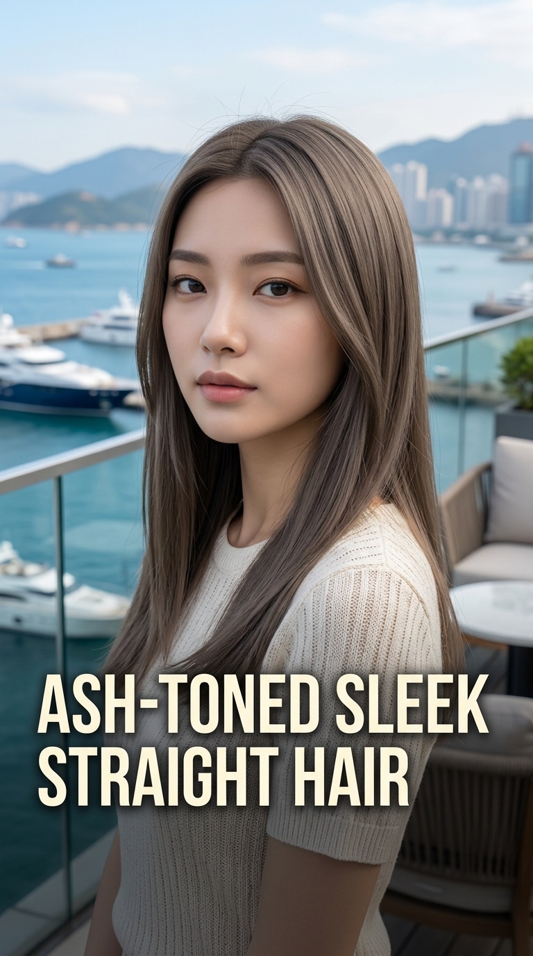 Ash-Toned Sleek Straight Hair