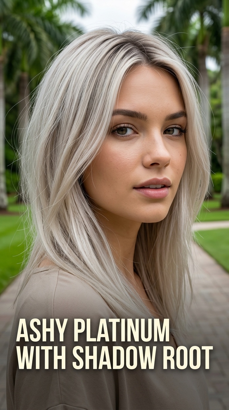 Ashy Platinum with Shadow Root