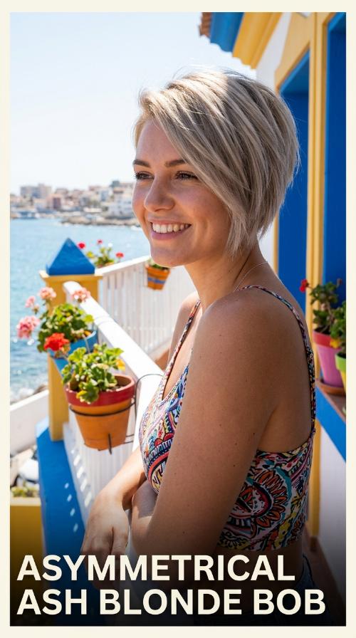 Asymmetrical Ash Blonde Bob