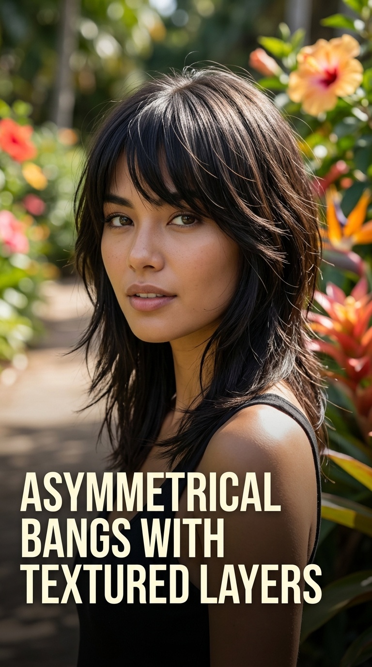 Asymmetrical Bangs with Textured Layers