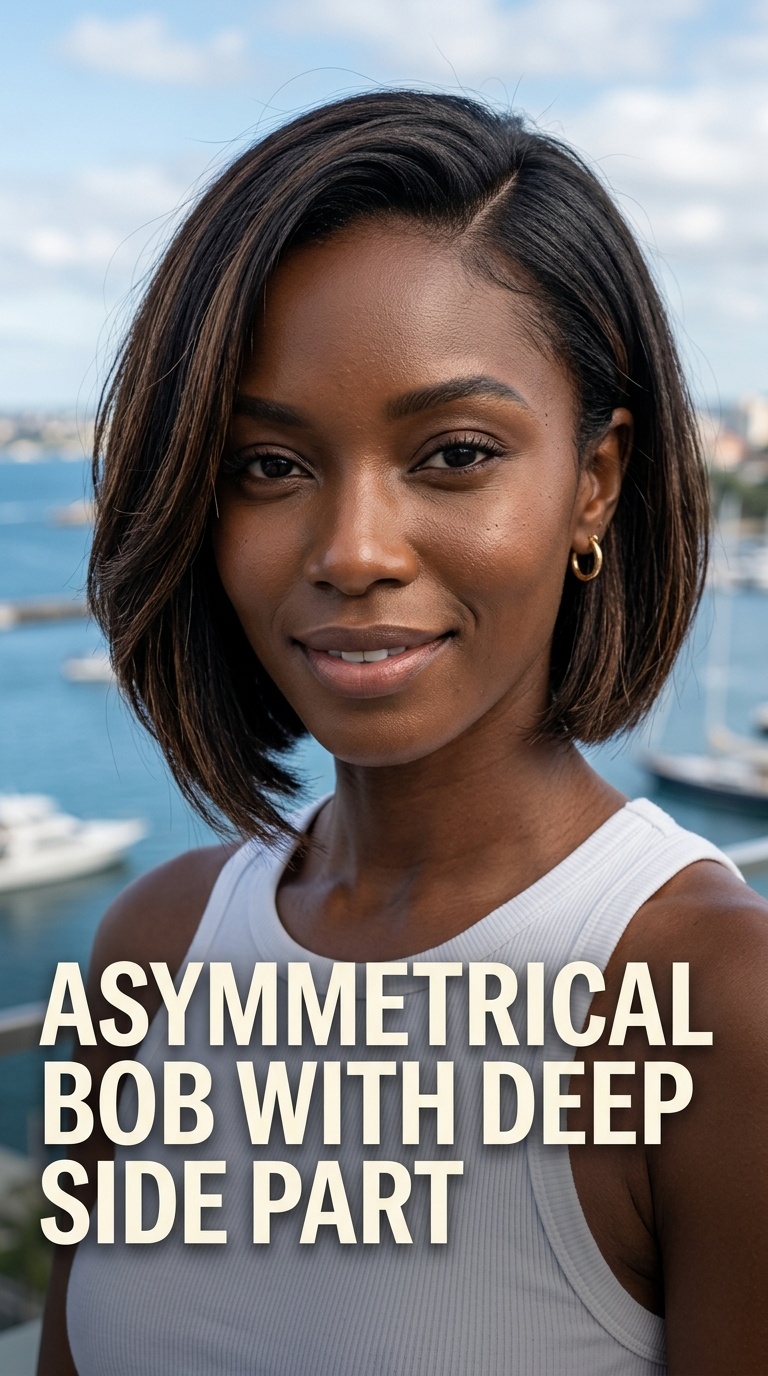 Asymmetrical Bob with Deep Side Part