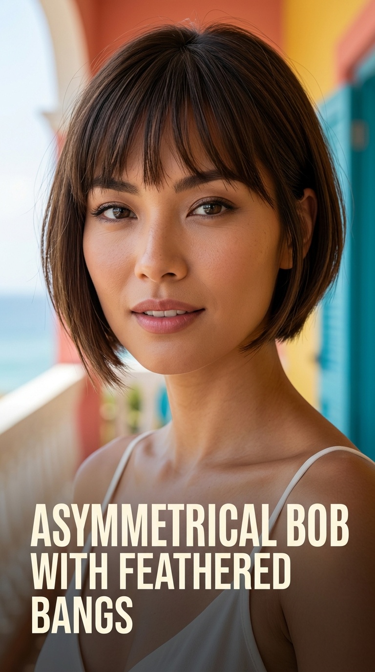 Asymmetrical Bob with Feathered Bangs