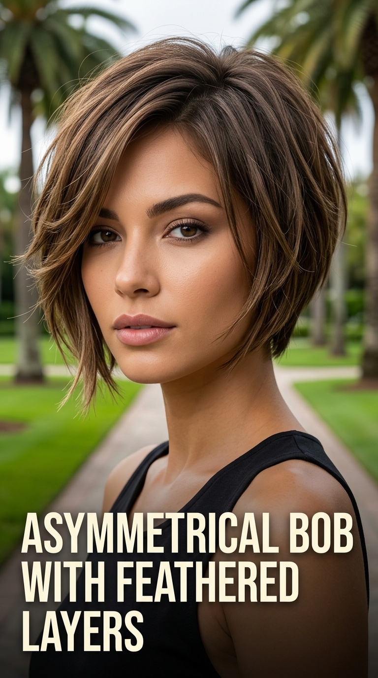 Asymmetrical Bob with Feathered Layers