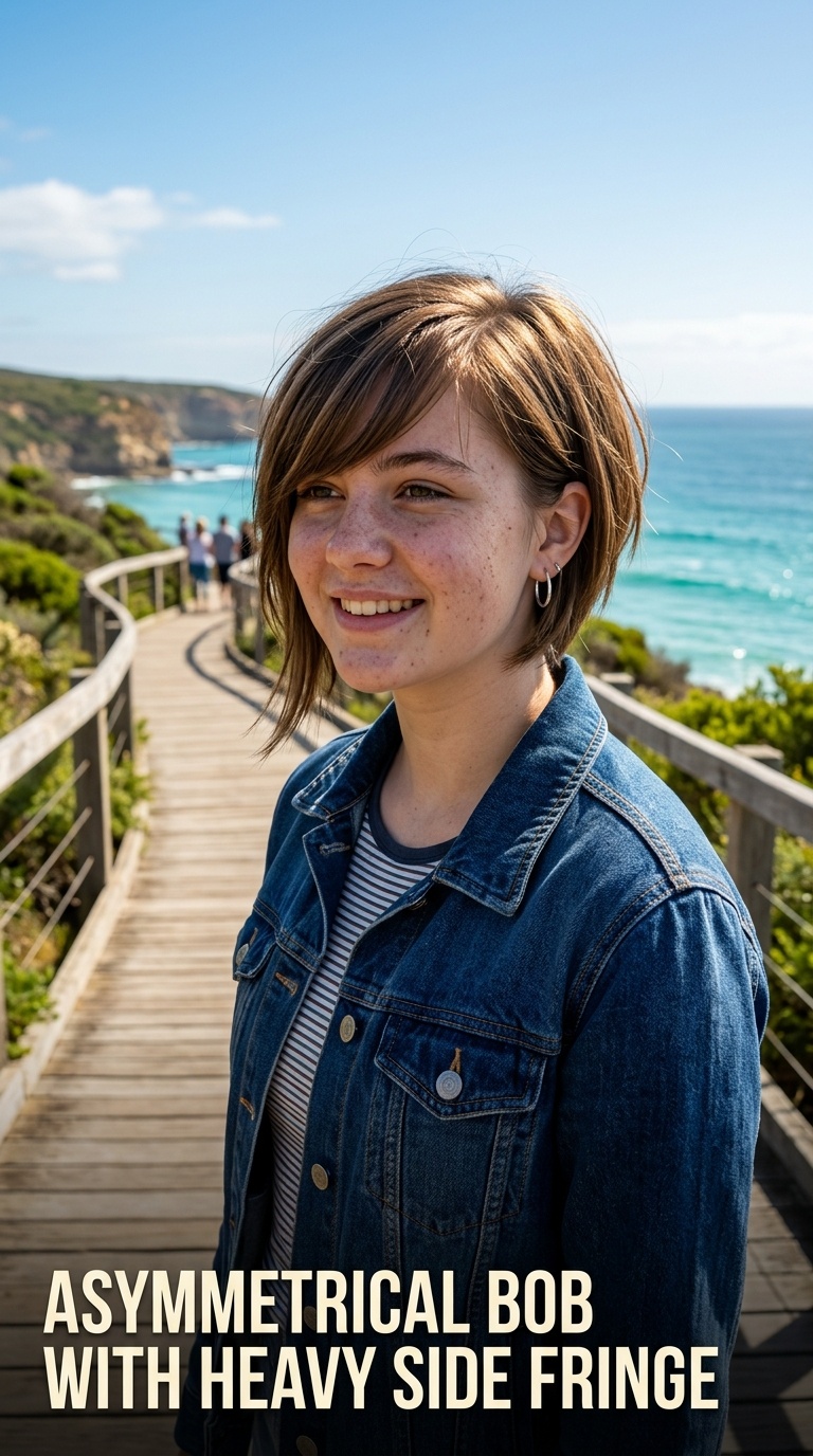 Asymmetrical Bob with Heavy Side Fringe