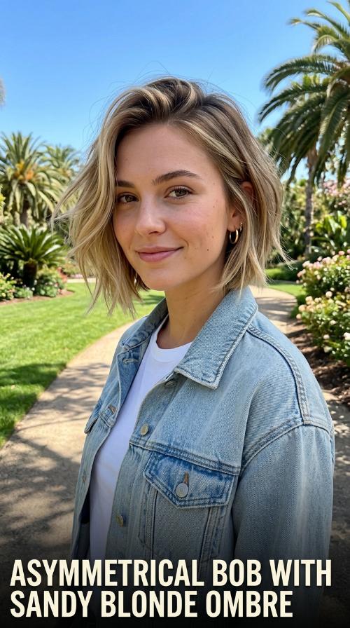 Asymmetrical Bob with Sandy Blonde Ombre
