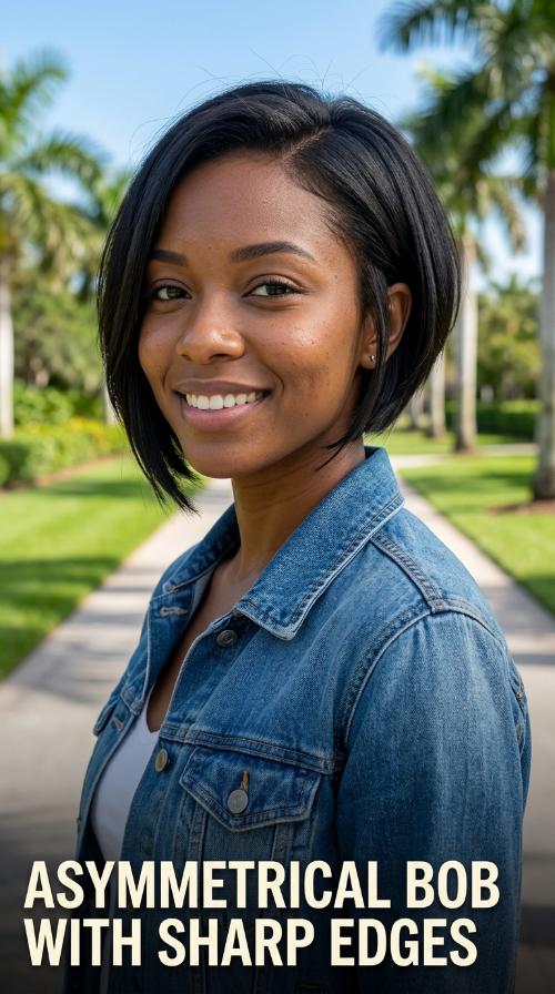 Asymmetrical Bob with Sharp Edges
