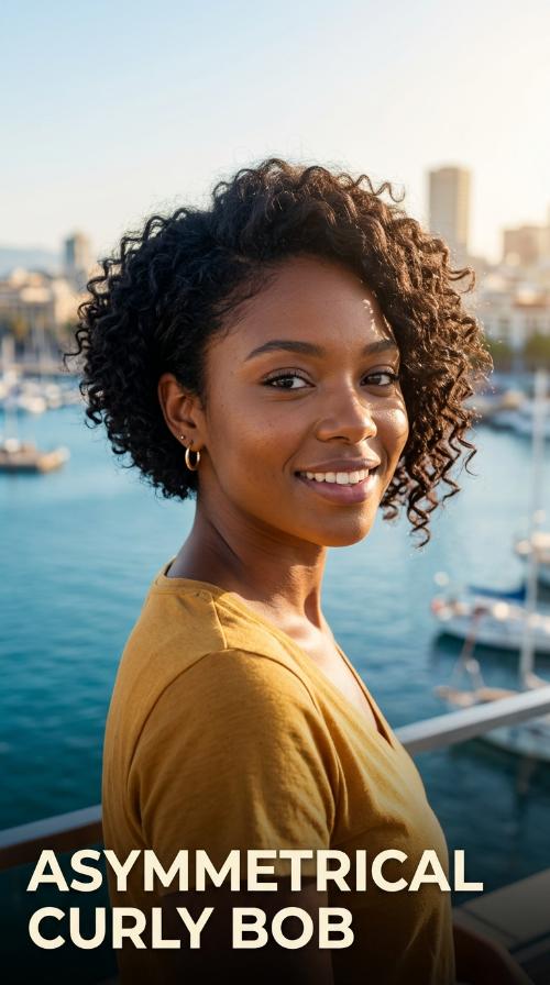 Asymmetrical Curly Bob