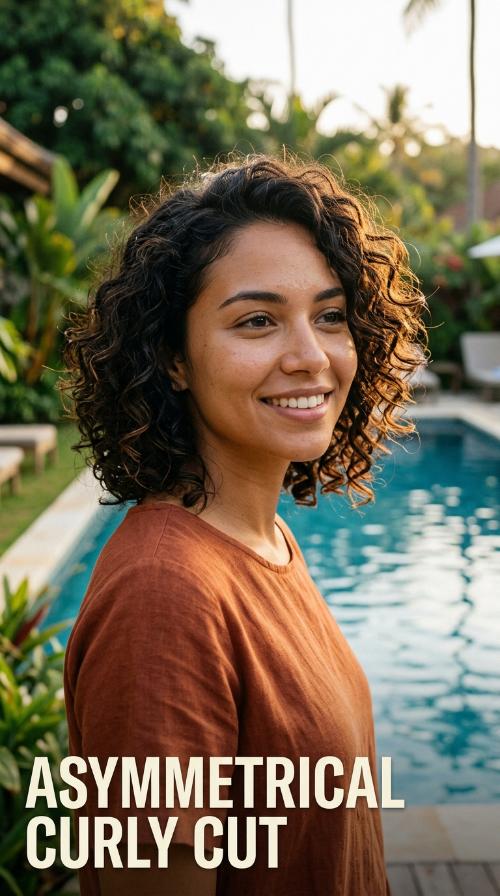 Asymmetrical Curly Cut