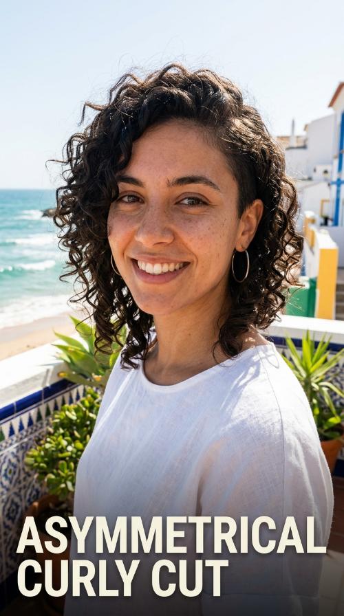 Asymmetrical Curly Cut