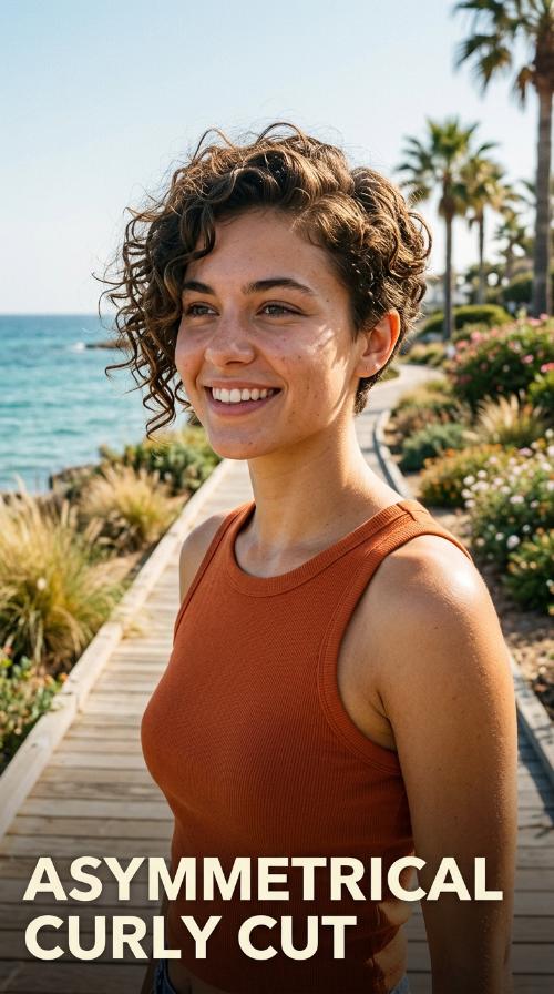 Asymmetrical Curly Cut