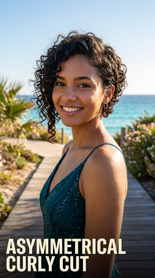 Asymmetrical Curly Cut