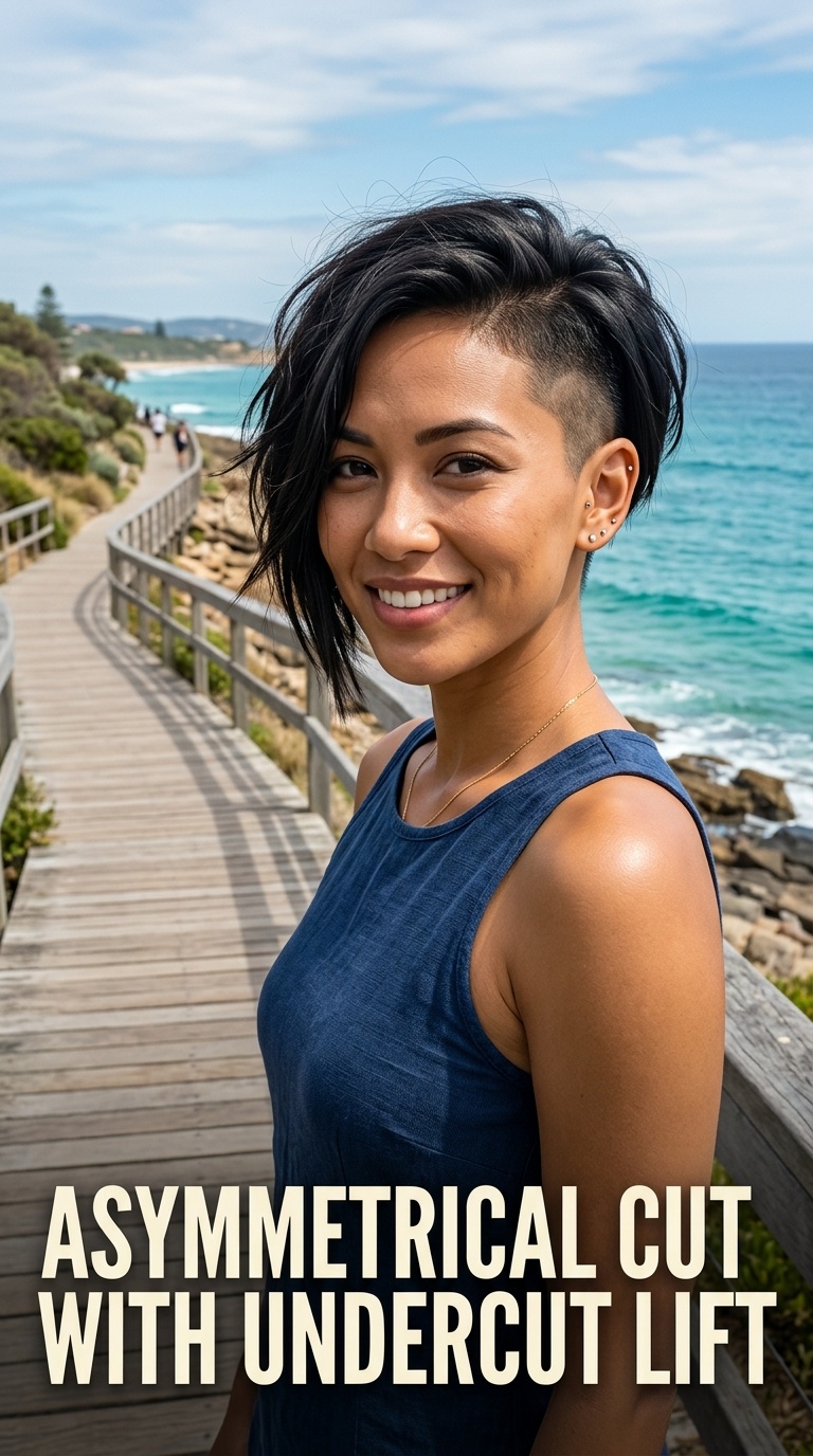 Asymmetrical Cut with Undercut Lift