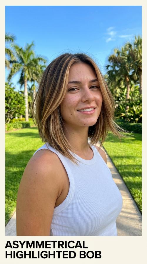 Asymmetrical Highlighted Bob