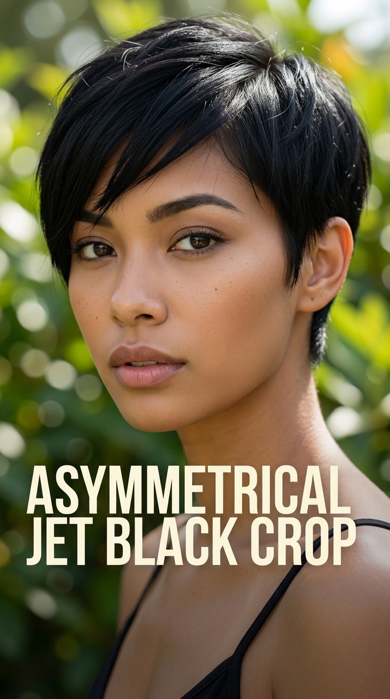 Asymmetrical Jet Black Crop