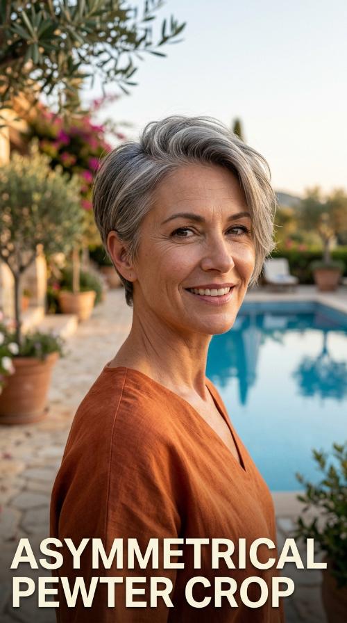 Asymmetrical Pewter Crop