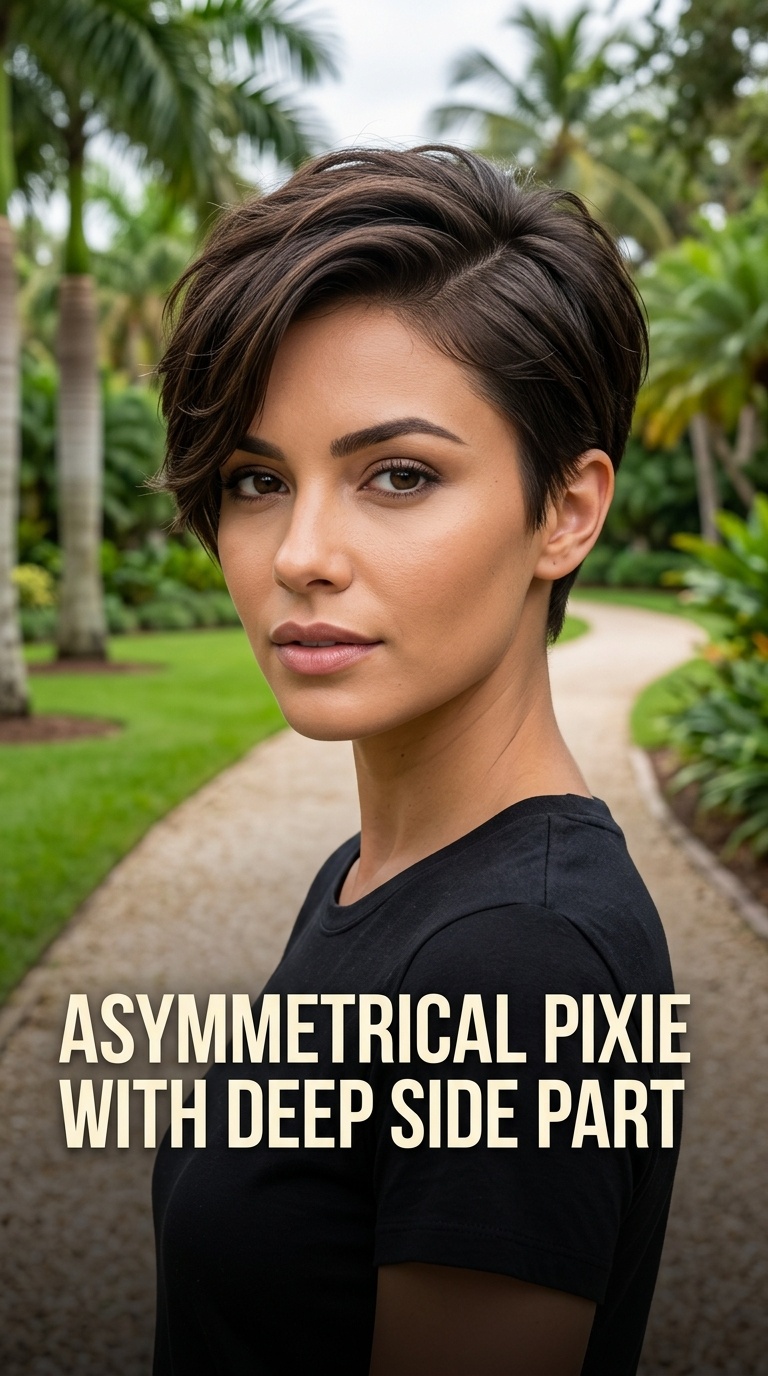 Asymmetrical Pixie with Deep Side Part