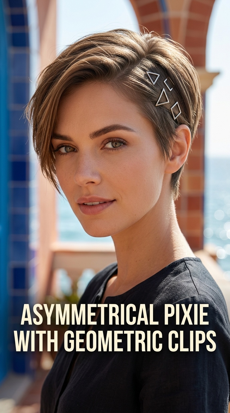 Asymmetrical Pixie with Geometric Clips