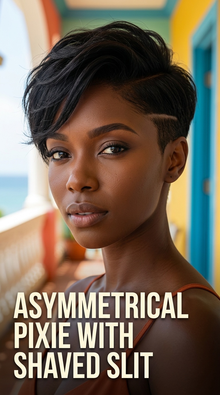 Asymmetrical Pixie with Shaved Slit